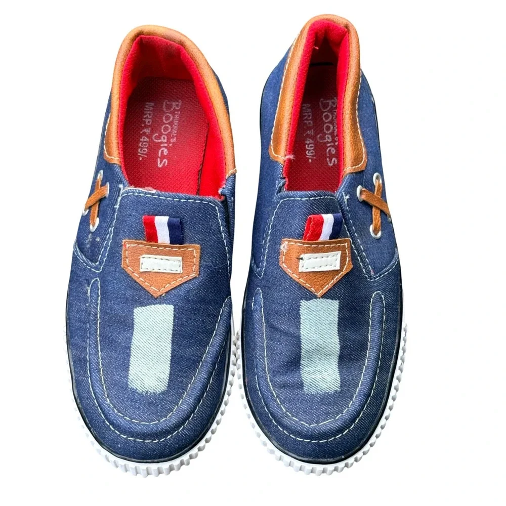 Thukrals Boogies Kids Denim Slip On Loafers Blue Nautical Casual Shoes Size 5.5